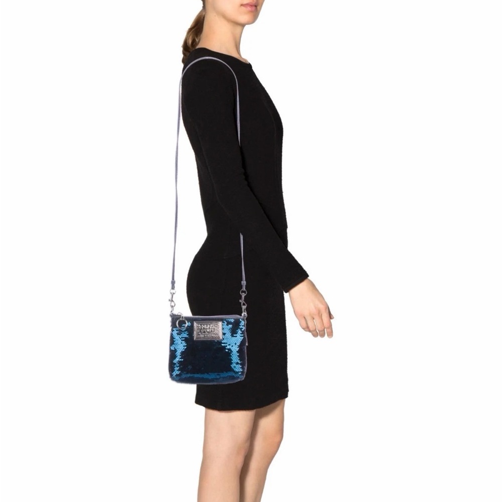 Vintage Coach Poppy Blue Sequin Crossbody Bag | Y2K Era - Picture 2 of 9